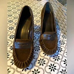 Tommy Hilfiger Brown Suede Y2K Witchcore High Heel Platform Loafer Shoes 8.5